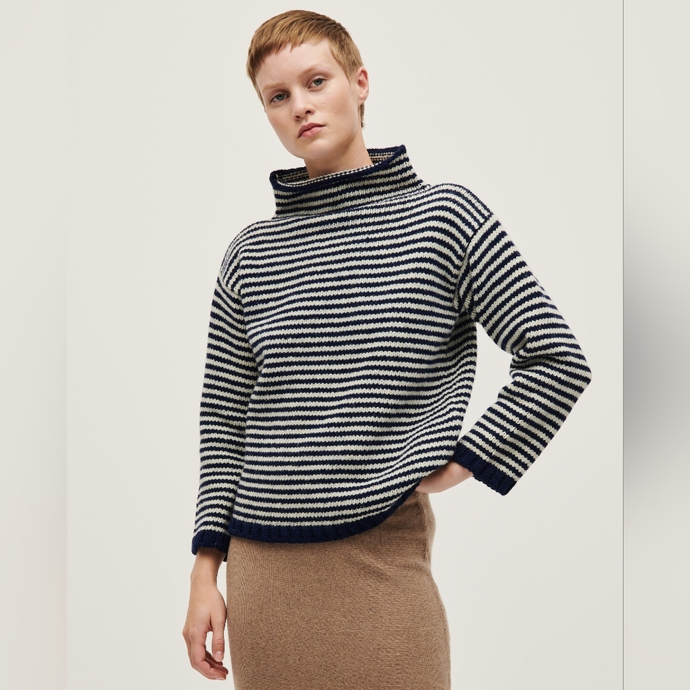 Babaa No6, Navy and White Striped Sweater